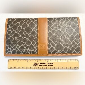 "New" Vintage NINA RICCI Slimline Leather Giraffe Pattern Wallet